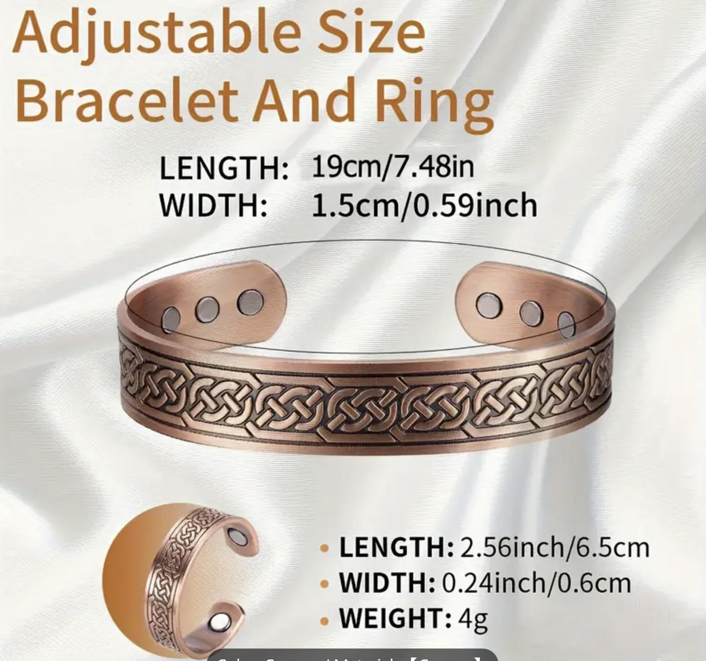 Magnetic Copper Bangle & Ring